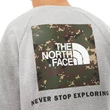 The North Face Redbox Raglan crew pulóver Light Grey Heather English Green Digicam Print