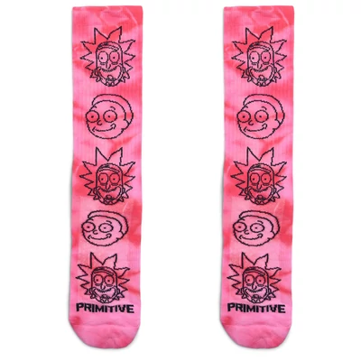 Primitive X Rick And Morty RnM crew zokni Pink Tie Dye