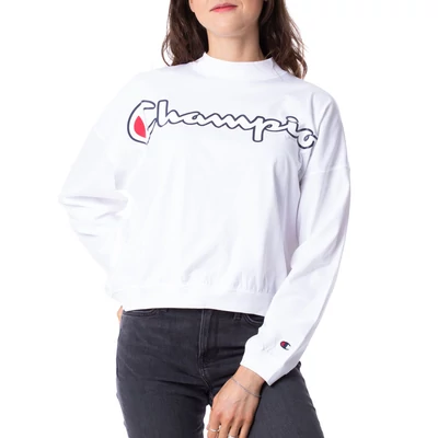 Champion Printed Logo High Neck ls póló WHT