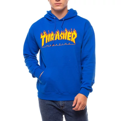 Thrasher Flame kapucnis pulóver Royal