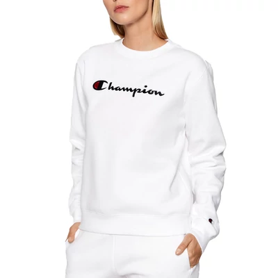Champion Large Embroidered Logo F21 Crew pulóver WHT