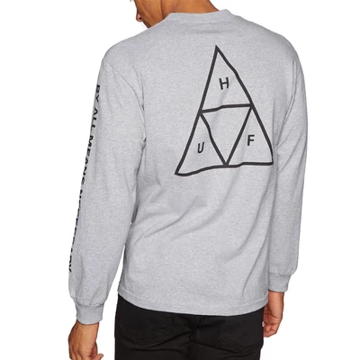 HUF Triple Triangle hosszú ujjú póló Grey Heather