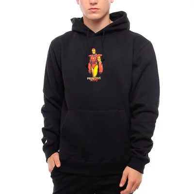 Primitive X Marvel X Moebius Iron Man kapucnis pulóver Black