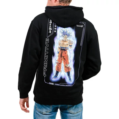 Primitive X Dragon Ball Goku Ultra Instinct kapucnis pulóver Black