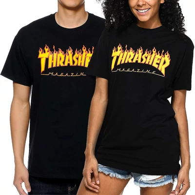 Thrasher Flame póló Black
