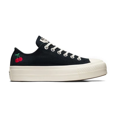 Converse Chuck Taylor All Star Lift Platform Ox cipő Black Egret Red