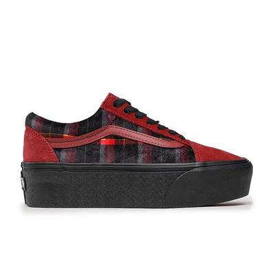 Vans Old Skool Stackform cipő Velvet Plaid Port Black