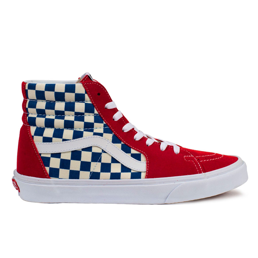 vans sk8 hi blue checkerboard